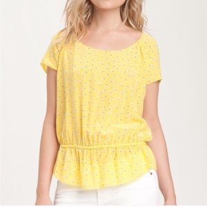 Joie silk short sleeve yellow blouse elastic waist